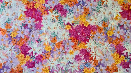 Viscose Digital Flowers Lilac-Pink