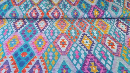 Viscose Digital Geometric Petrol