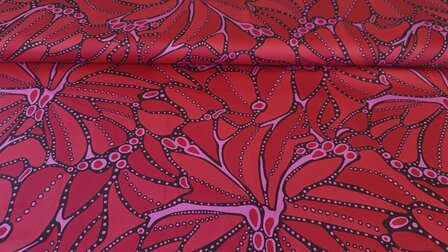 Cotton Satin Abstract Red