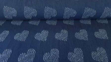 Jeans Jacquard Hearts Blue