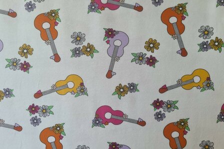 Cotton Jersey Hippie Guitar Ecru