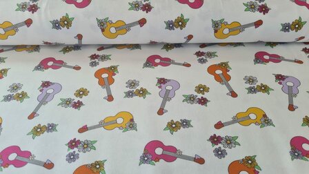 Cotton Jersey Hippie Guitar Ecru