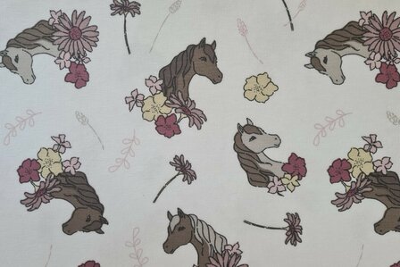 Cotton Jersey Horses Off White
