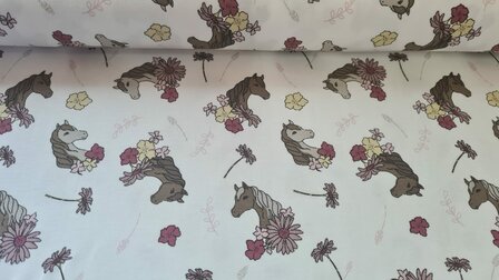 Cotton Jersey Horses Off White
