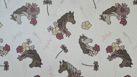 Cotton Jersey Horses Off White