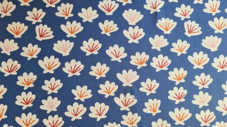 Cotton Jersey Flowers Blue