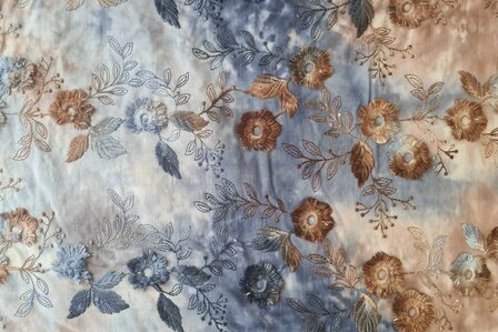 Cotton Embroidery Tie Dye Blue/Brown
