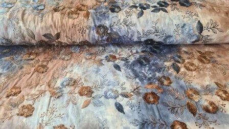 Cotton Embroidery Tie Dye Blue/Brown