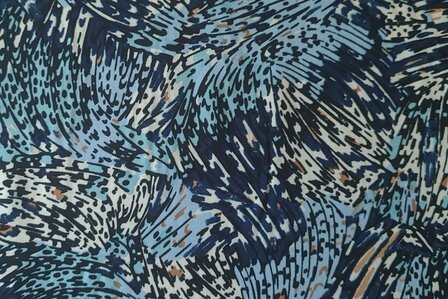 Viscose Abstract Feathers Navy