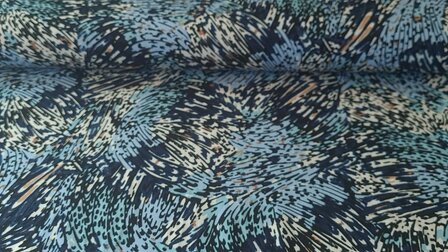 Viscose Abstract Feathers Navy