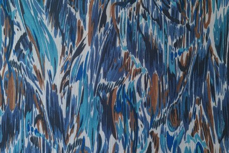 Viscose Crincle Abstract Flame Blue