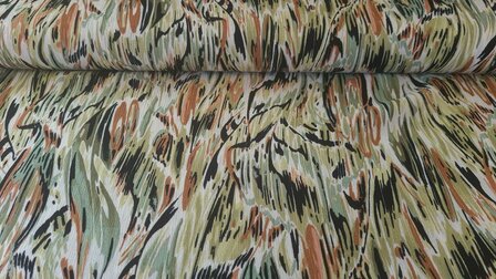 Viscose Crincle Abstract Flame Green