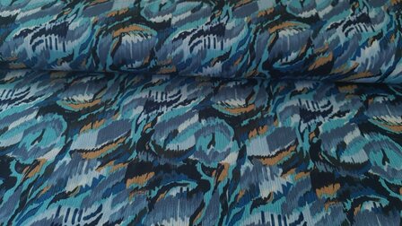 Viscose Crincle Abstract Blue