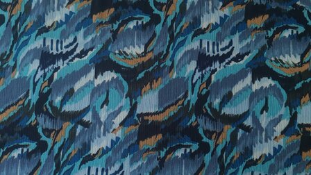 Viscose Crincle Abstract Blue