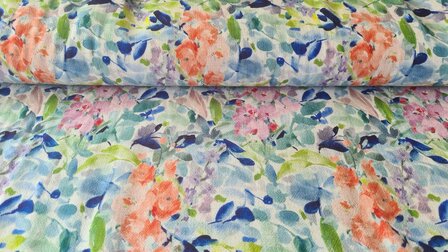 Viscose Linnen Crepe Flowers Multi