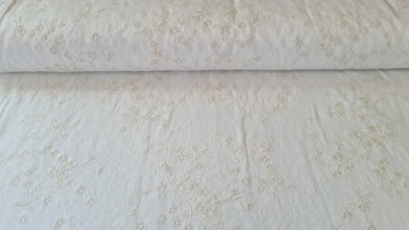 Linnen Viscose Embroidery Twig Ecru