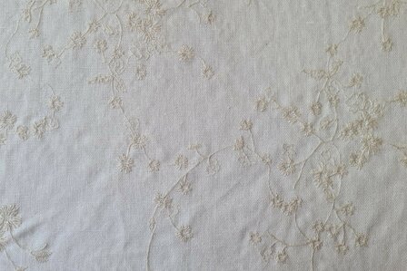 Linnen Viscose Embroidery Twig Ecru
