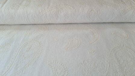 Linnen Viscose Embroidery Paisley Ecru
