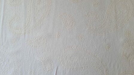 Linnen Viscose Embroidery Paisley Ecru