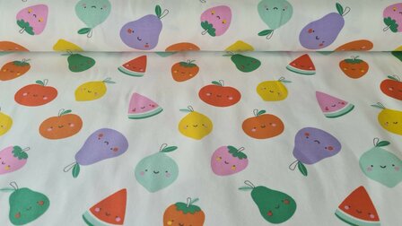 Cotton Jersey Happy Fruit Off White