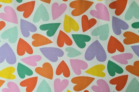 Cotton Jersey Sunny Hearts Off White