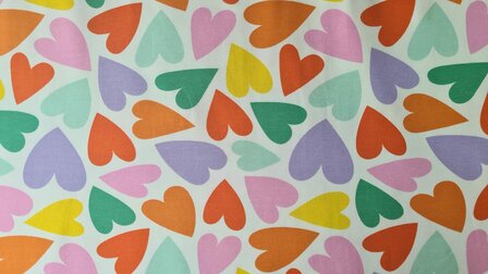 Cotton Jersey Sunny Hearts Off White