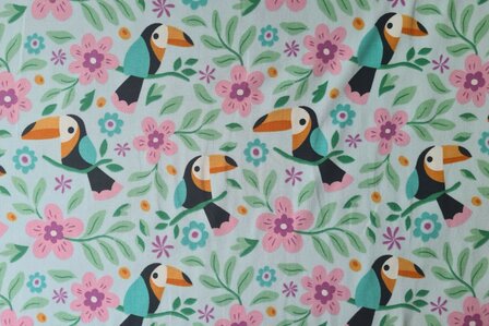 Cotton Jersey Toucan Light Blue
