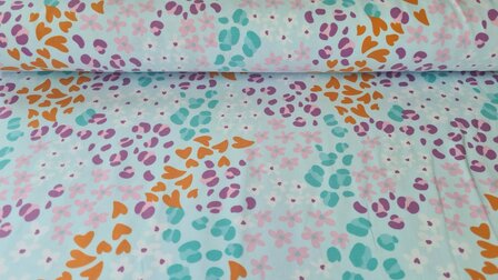 Cotton Jersey Multi Shapes Blue