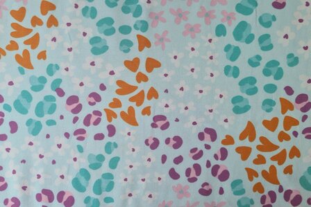 Cotton Jersey Multi Shapes Blue