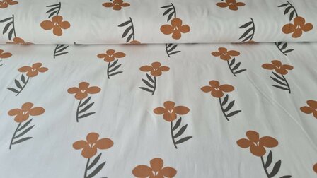 Cotton Jersey Flower Off White