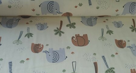Cotton Jersey Elephant Ecru
