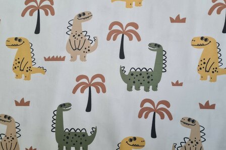 Cotton Jersey Happy Dino Off White