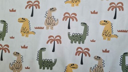 Cotton Jersey Happy Dino Off White