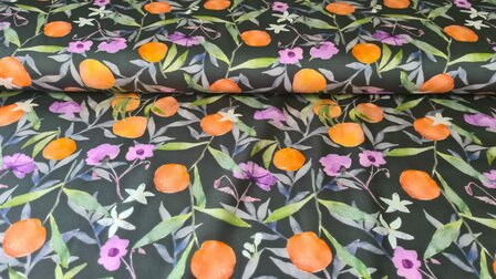 Viscose Satin Leaves Dark Green