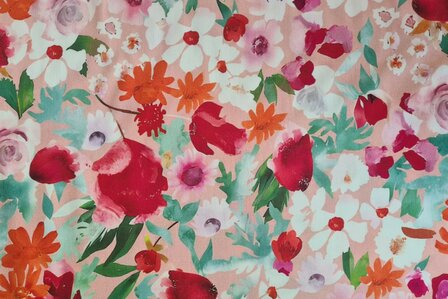 Viscose Satin Flowers Ros&eacute;-Red