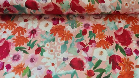 Viscose Satin Flowers Ros&eacute;-Red