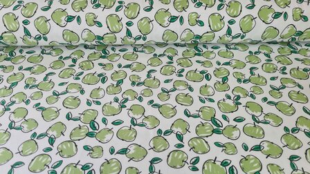 Cotton Jersey Apples White