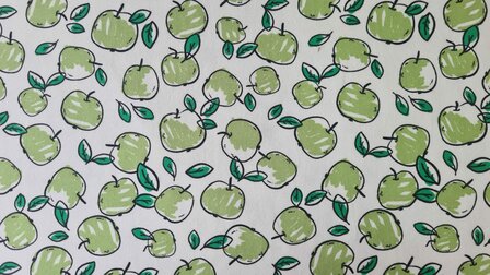 Cotton Jersey Apples White