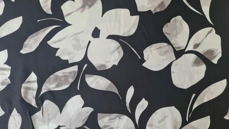 Viscose Twill Flower Black