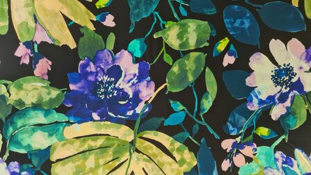Viscose Flowers Multi-Blue