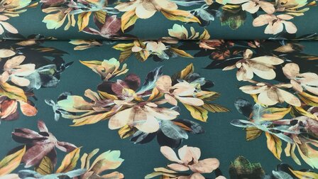 Heavy Viscose Jersey Flowers Green