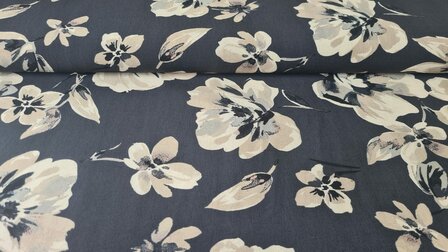 Viscose Crepe Flower Grey