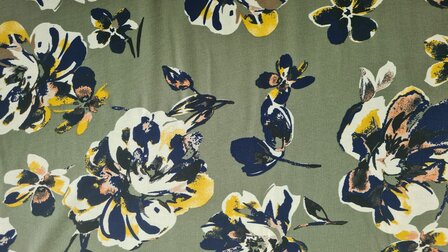 Viscose Crepe Flower Green