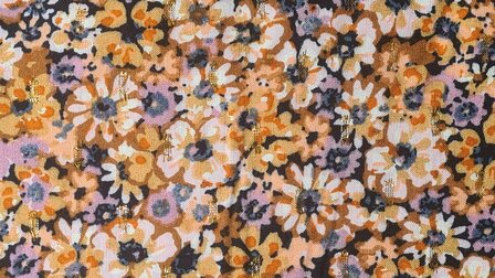 Viscose Flowers Lurex Oker