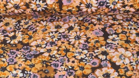 Viscose Flowers Lurex Oker