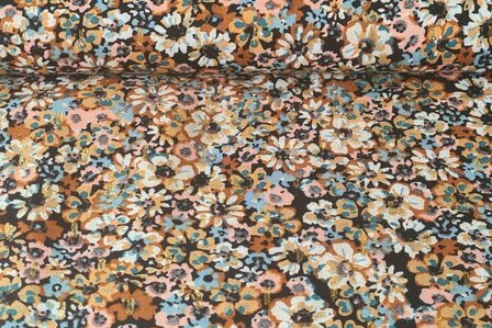 Viscose Flowers Lurex Black