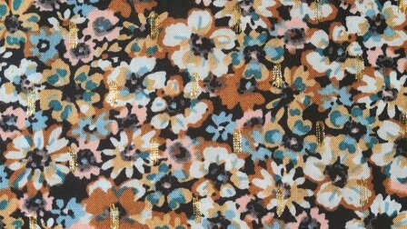 Viscose Flowers Lurex Black