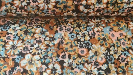 Viscose Flowers Lurex Black