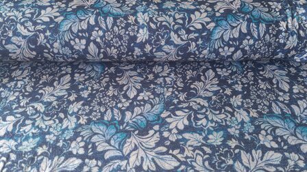 Knitted Lurex Leaves Blue
