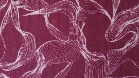 Viscose Crincle Abstract Waves Red
